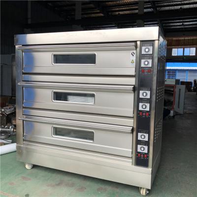 China Roti Mini Commercial Baking Oven 3 Deck 9 Tray Gas Oven Pizza Bread Baking for sale