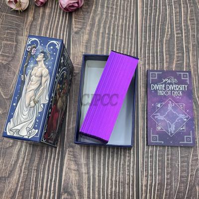 China UV Coating Printing Box Psychic Tarot Oracle Cards Deck Recyclable With Purple Edges for sale