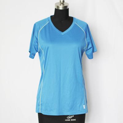 Chine La chemise fonctionnante des femmes bleu-clair, tees-shirt courants de logo fait sur commande de Wicking à vendre