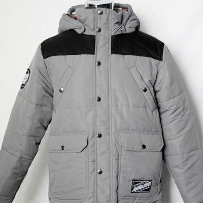 China Soft Polyester Light Padded Jacket Black And Grey Color Casual Style With Hood for sale