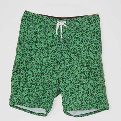 China Green Patterned Polyester Board Shorts , All Over Print 4 Way Stretch Shorts for sale
