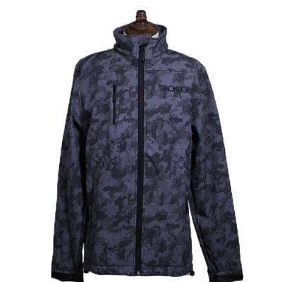 China Custom Printed Windproof Softshell Jacket Winter Sports Jacket Long Sleeve Full Zipper for sale
