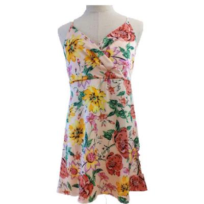 China Summer Floral Print Beach Maxi Tie Ladies Casual Wear Sleeveless Sexy Camisole Dresses for sale