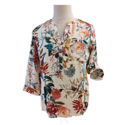 China Stain Printed M Loose Fit Ladies Casual Blouse for sale