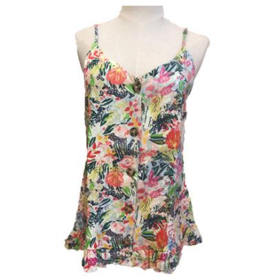China Camisetas sin mangas viscosas ajustables de la impresión floral de las correas de hombro para las mujeres en venta