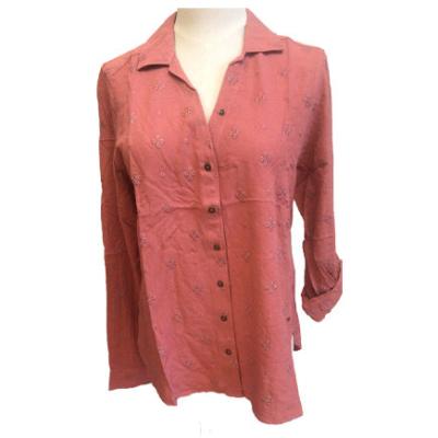 China 100% Viscose Ladies Embroidered Blouse With Turn Down Collar for sale