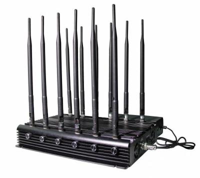 China 12 Bands Cellular Signal Jammer , GPS WIFI Cell Phone Disruptor Jammer Device for sale