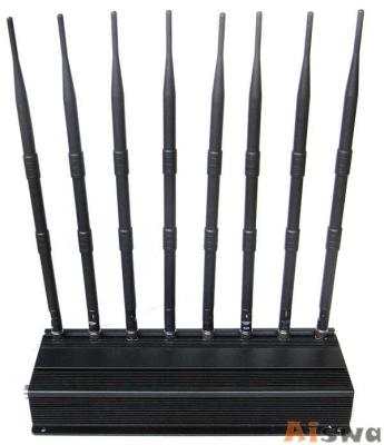 China 8 Antennas 16W UHF VHF Jammer , 4G Lte Wireless Internet Wimax Jammer 315Mhz/433Mhz for sale