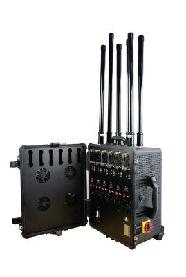 China 6 Channels Military Drone Jammer High Power Draw Bar Box 900mhz Output 300W for sale