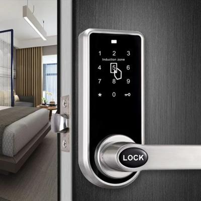 China Brushed Electroplated Zinc Alloy Half-Auto Touchscreen Smart Hotel Door Lock Code RFID Card Access Optional Bluetooth for sale
