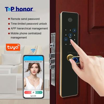 China Tuya Peephole Digital Apartment Smart Door Lock Fingerprint Card Code Access for sale