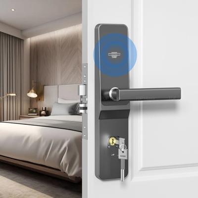 China RFID Card Hotel Smart Door Lock Digital Semiauto Handle Door Lock Baking Vanish Aluminium Alloy Apartment Room Lock for sale