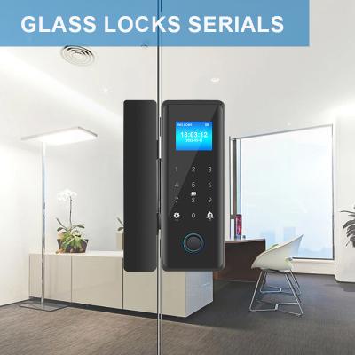 China Full Automatic Smart Glass Door Lock Code IC Card Temporary Key EKey Optional for sale
