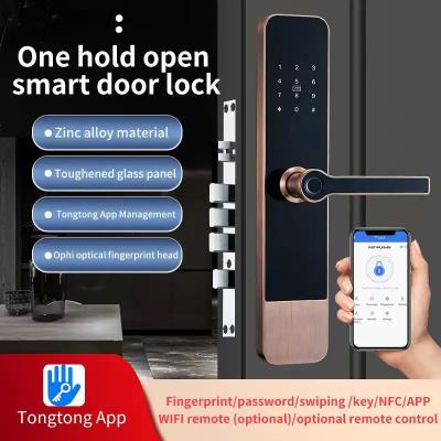 中国 Copper Smart TTLock Digital Door Lock Smartphone EKey Fingerprint Passcode Access 販売のため