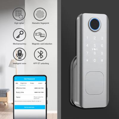China Office Silver Deadbolt Smart Code Door Lock TTLock App Card Fingerprint NFC Access zu verkaufen