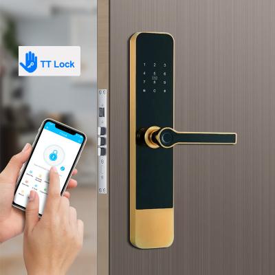 Chine Gold Smart TTLock Digital Door Lock Biometric Password Recognition Unlock For Office à vendre