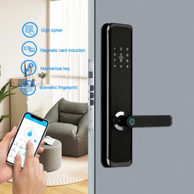中国 Black Aluminium Alloy TTLock Digital Door Lock Biometric Smartphone Remote Unlock 販売のため