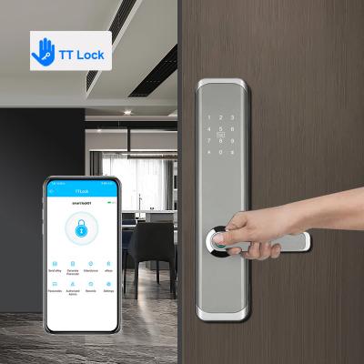 China Grip Open Smart Handle Door Lock Intelligent Biometric Fingerprint TTLock Remote en venta