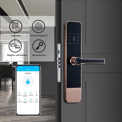 China Copper Indoor Smart Fingerprint Door Lock TTLock Biometric Password IC Card Access à venda