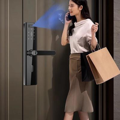 China Facial Recognition Smart Handle Door Lock Digital Code Card NFC Biometric Access for sale