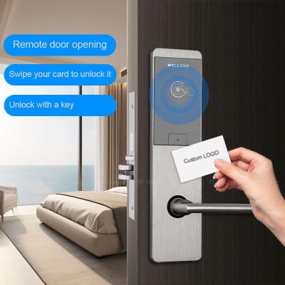 China Silver Smart Hotel Room Door Lock Swiping Card Software Bluetooth Optional for sale