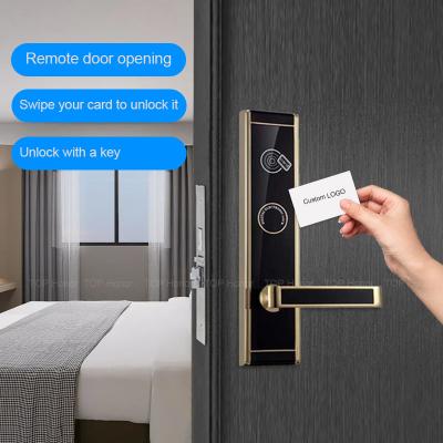 China Swiping Card Hotel Smart Locks Black Zinc Alloy Door Lock 25uA Static Current for sale