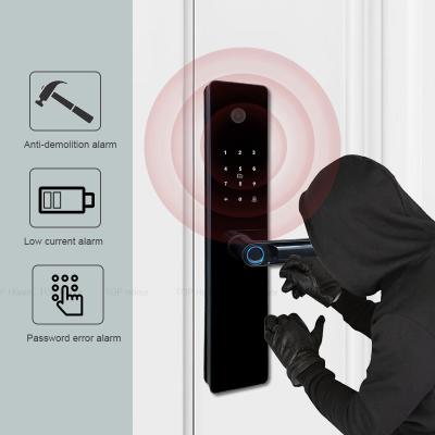 China home Fingerprint Smart Front Door Locks Peephole Camera Tuya App Password Access zu verkaufen