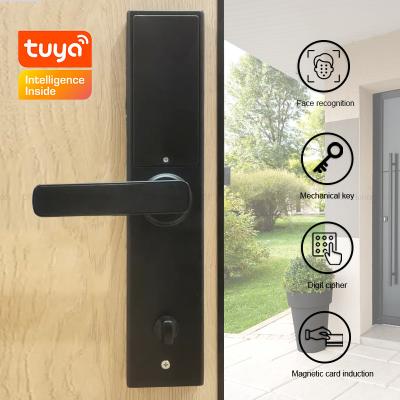 China Smart Face ID Front Door Lock Tuya Smartphone Ekey Fingerprint Code Card Access for sale