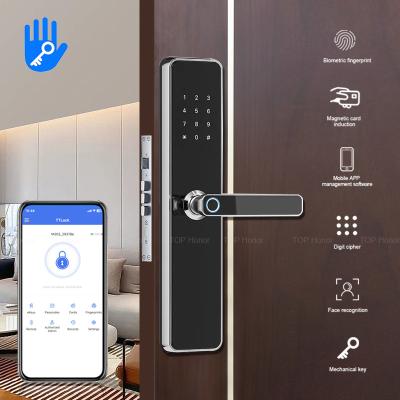 中国 Semiconductor Smart Front Door Locks Fingerprint IC Card Password TT Lock Access 販売のため
