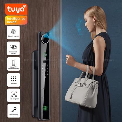 China Cerradura de puertas digital inteligente de lujo Tuya Ekey Control remoto de acceso con reconocimiento facial en venta