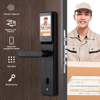 China Touchscreen Smart Front Door Locks Fingerprint Anti Peep Tuya App Remote Control zu verkaufen