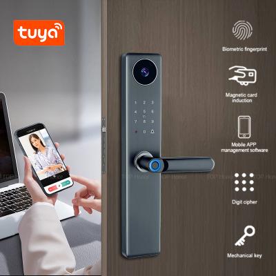 中国 Digital Smart Front Door Locks High Security Tuya Keyless Remote Control With Handle 販売のため