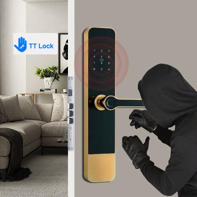 China Anti Peep Smart Fingerprint Door Lock Aluminium Alloy Touch Screen Front Door Lock en venta
