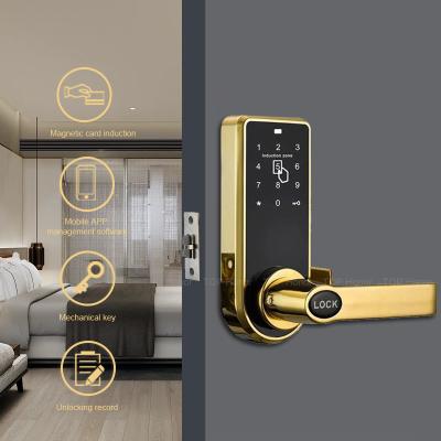 China Luxury Zinc Alloy Hotel Smart Digital Door Lock TTLock Code Card Key Unlock for sale