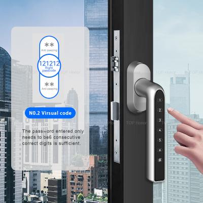 China Anti Scratch Silver Door Handle Password Lock Password Smart Window Locks for sale