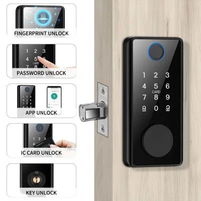 中国 Deadbolt Smart Code Lock Full Automatic Fingerprint Code Card Tuya WiFi Unlock 販売のため