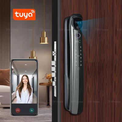 China 3D Face Recognition Home Door Lock Fingerprint Password Apartment Door Lock 4.5 Inch HD Screen with Peephole Camera for sale