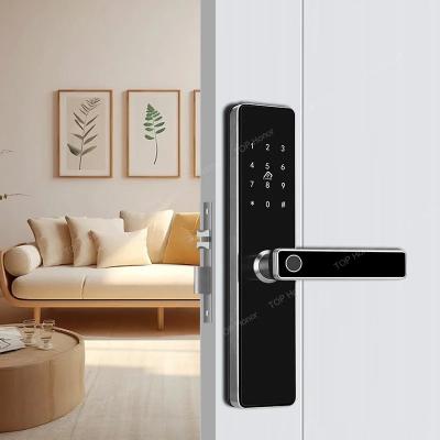 China 433 Cerradura de puertas residenciales inteligentes TH521 de aleación de aluminio Cerradura de puertas de apartamentos TTLock Código biométrico Desbloqueo de llave de tarjeta en venta