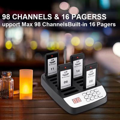 China 16 Pagers Pager System Up To 98 Buzzers Wireless Call System With Vibration Flicker And Buzzer For Churches for sale