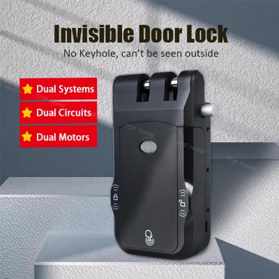 China Invisible Remote Control Anti Theft Door Lock Graffiti Smart Double Motor Drawer Lock for sale