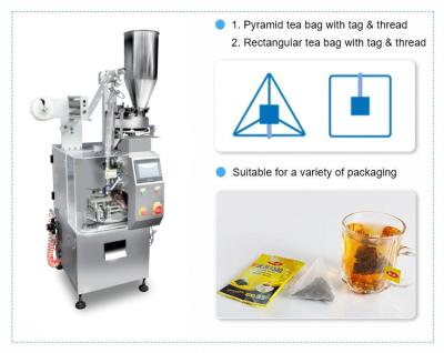 China Saquinho de chá automático da máquina de empacotamento 10g do alimento do filtro de nylon da pirâmide com etiqueta da corda à venda