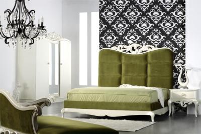 Chine Meubles victoriens de chambre à coucher de chambre à coucher classique de luxe verte blanche de cinq morceaux à vendre