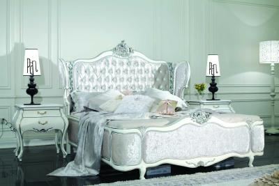 China ISO 9001 Victorian Luxury European Bedroom Furniture White Silver Classic Bedroom Sets for sale
