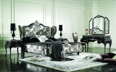 中国 Size Bedroom Furniture Sets 5pcs家木の切り分けられた王の端テーブルの化粧台 販売のため