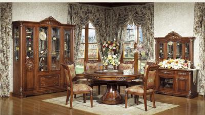 China Dia 1.5m 1.3m 1.2m Luxury Wood Dining Room Sets With 6 Chairs for sale