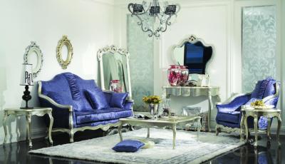China Escuro - grupos americanos modernos dos sofás de veludo secional luxuoso azul da mobília da sala de visitas à venda
