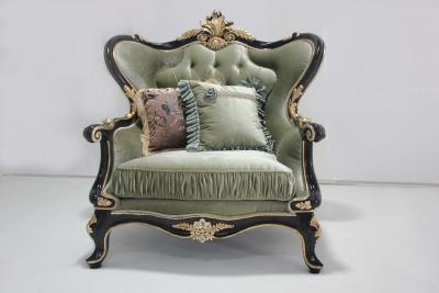 China Sofá antiguo de madera de Sofa Set One Seater Leather de la obra clásica ejecutiva verde en venta