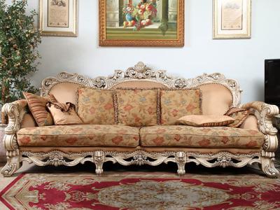 China Two Seater Solid Wood Antique Luxurious Sofa Set French Country Living Room Furniture for sale