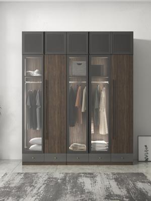 China 5 Star Hotel Melamine Wood Furniture Simple Sliding Wardrobe With Transparent Doors for sale