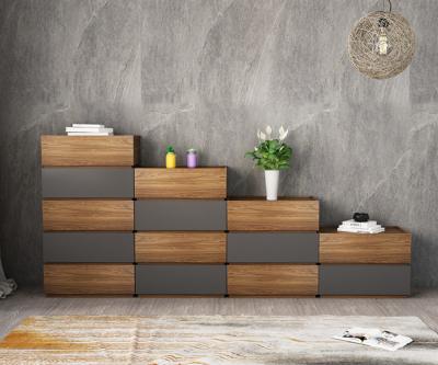 China Grey Wood Storage Cabinets Chest Of Drawer Living Room Melamine Wood Furniture for sale